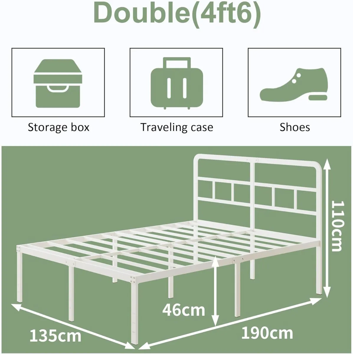 Double Bed Frame 4ft 6 with Curved Headboard - Image 2