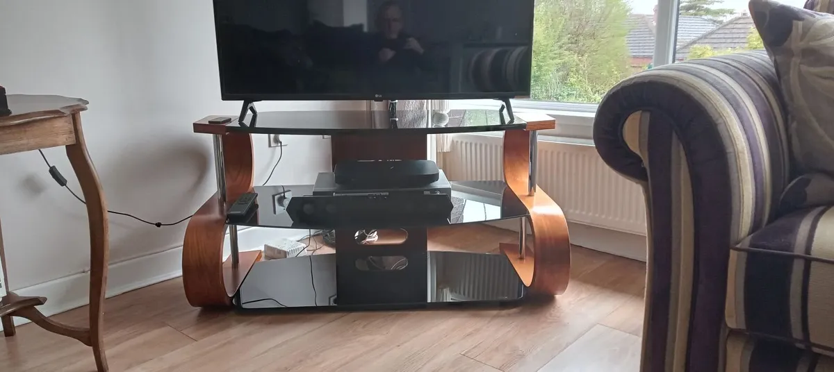 TV table glass and wood.