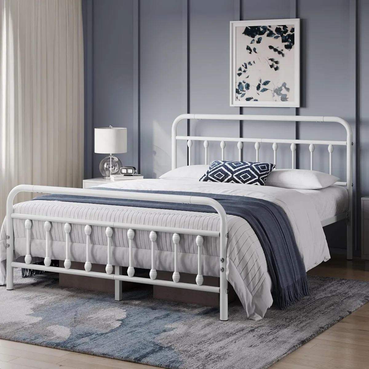 5ft King Bed Frame Vintage Iron Platform with - Image 3