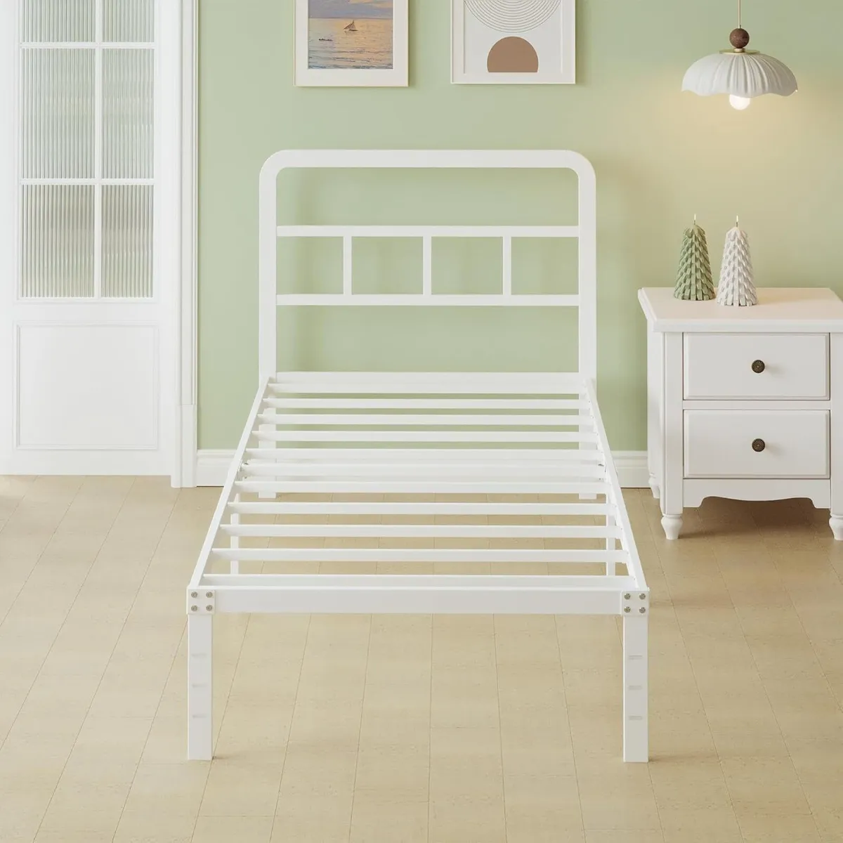36 cm High Metal Single Bed Frame 90x200 with - Image 1