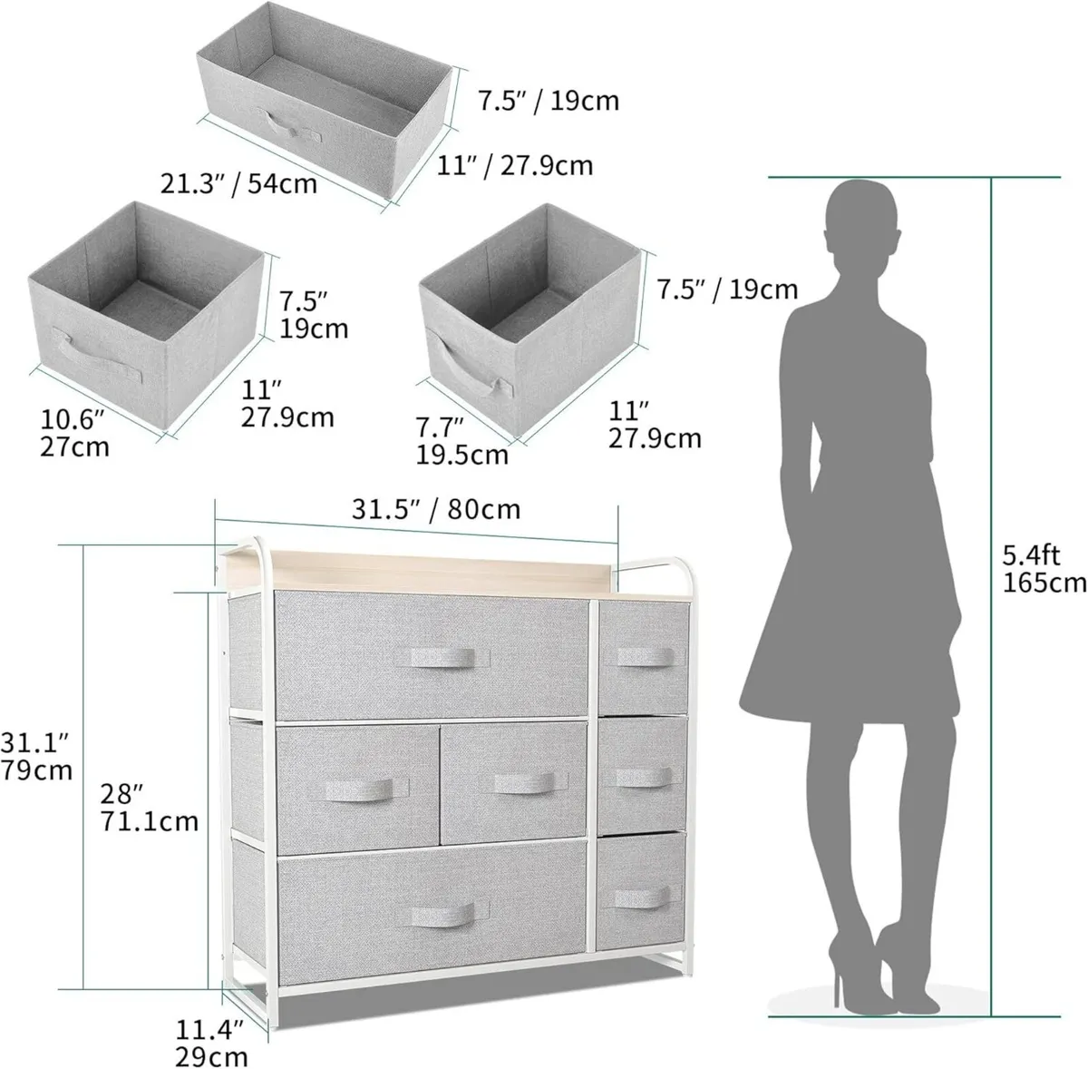Chest of Drawers Non-Woven Fabric 7-Drawer - Image 3