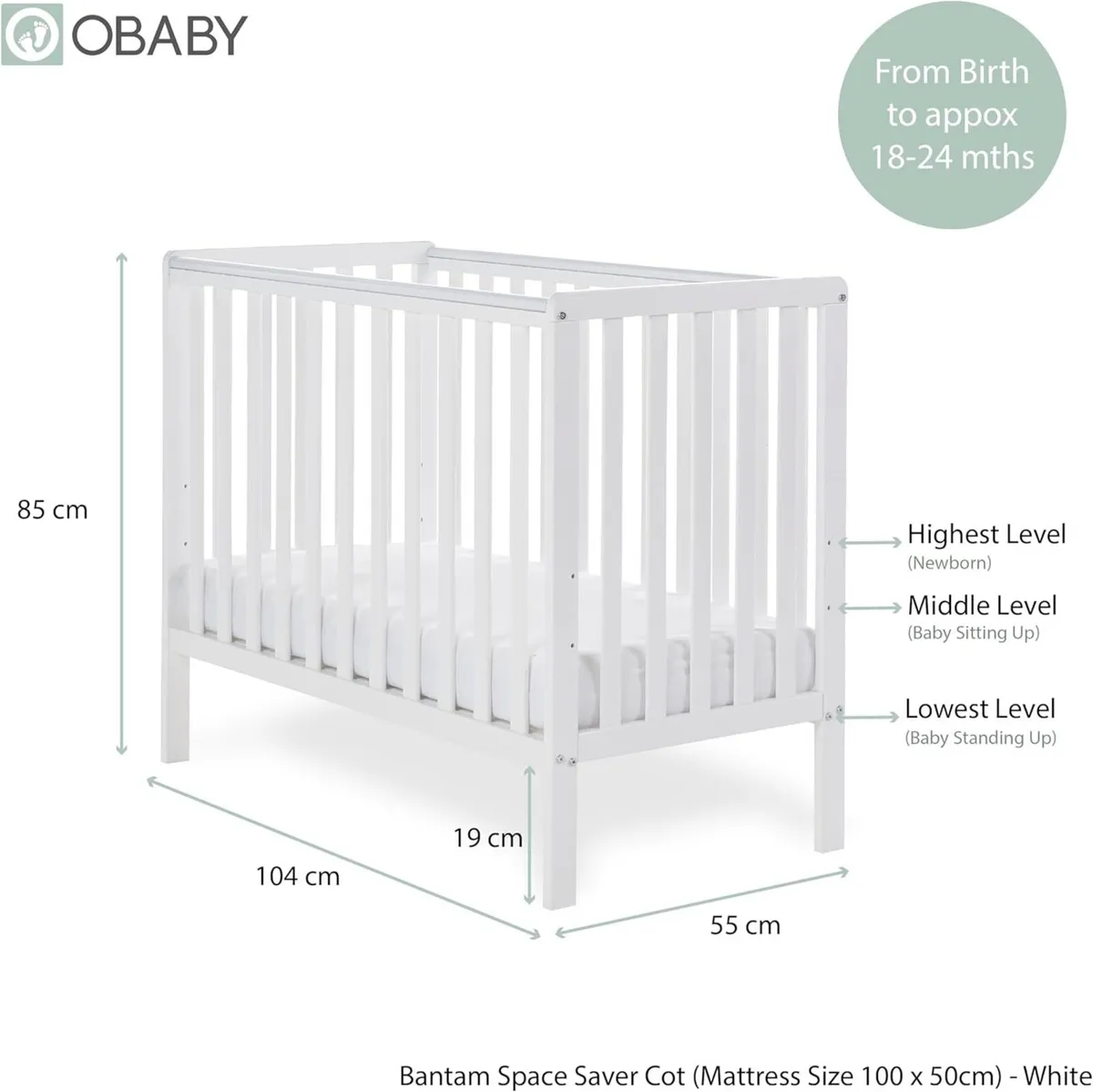 Bantam Space Saver Cot – Taupe Grey Compact 120 x - Image 2