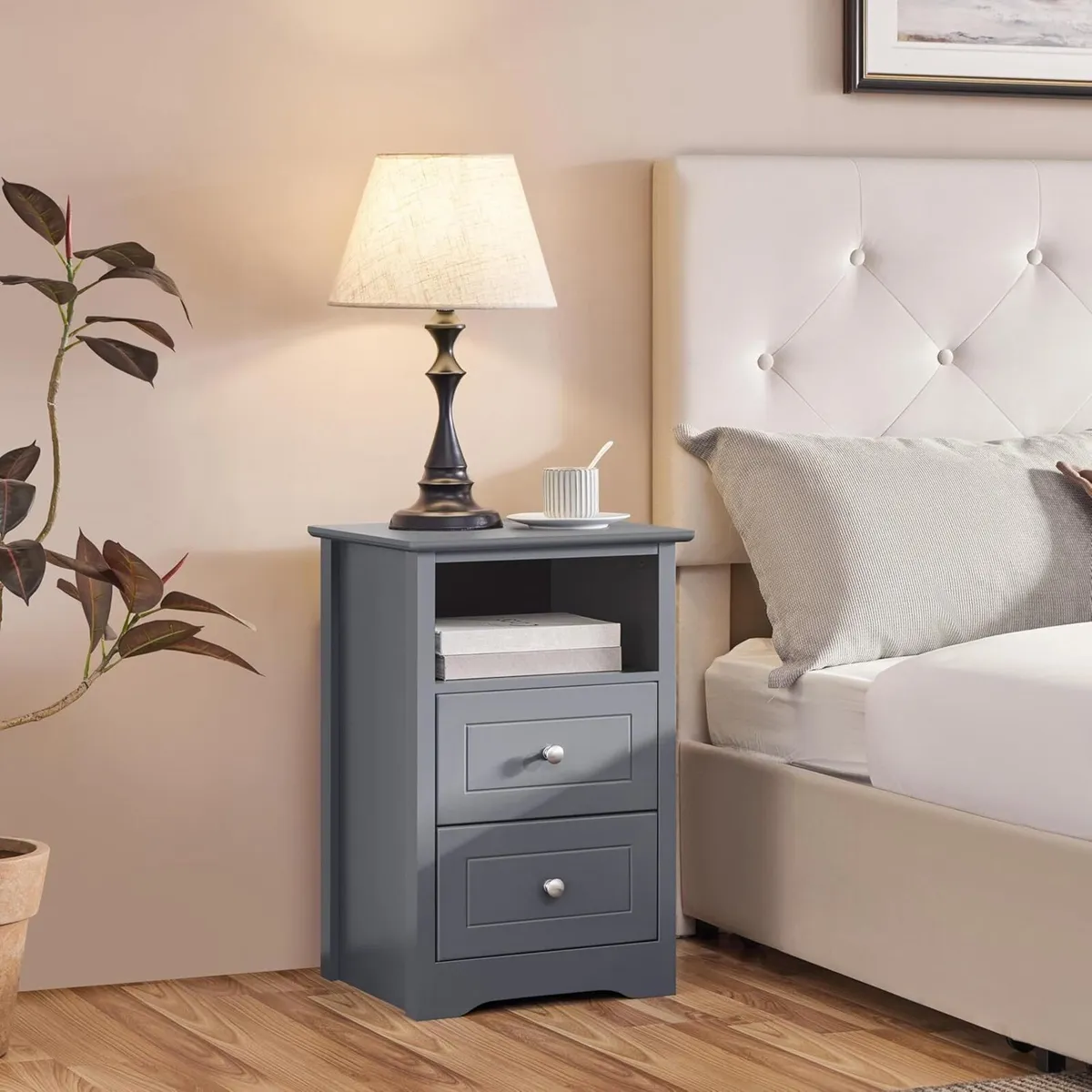 Bedside Tables Set of 2 Wooden Nightstand with - Image 2