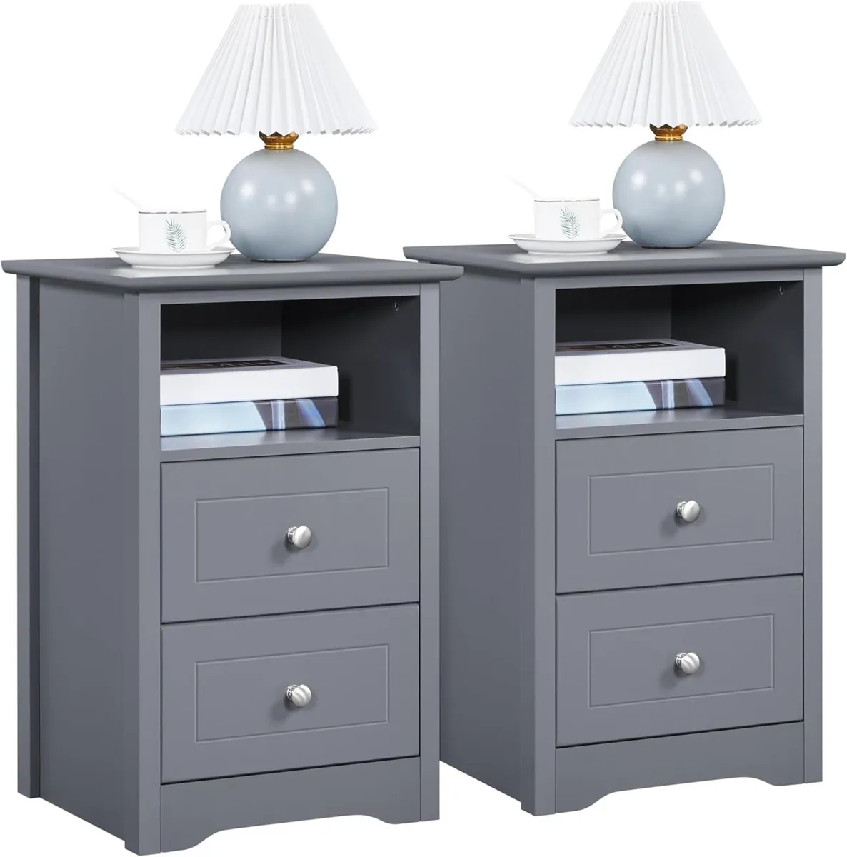 Bedside Tables Set of 2 Wooden Nightstand with - Image 1