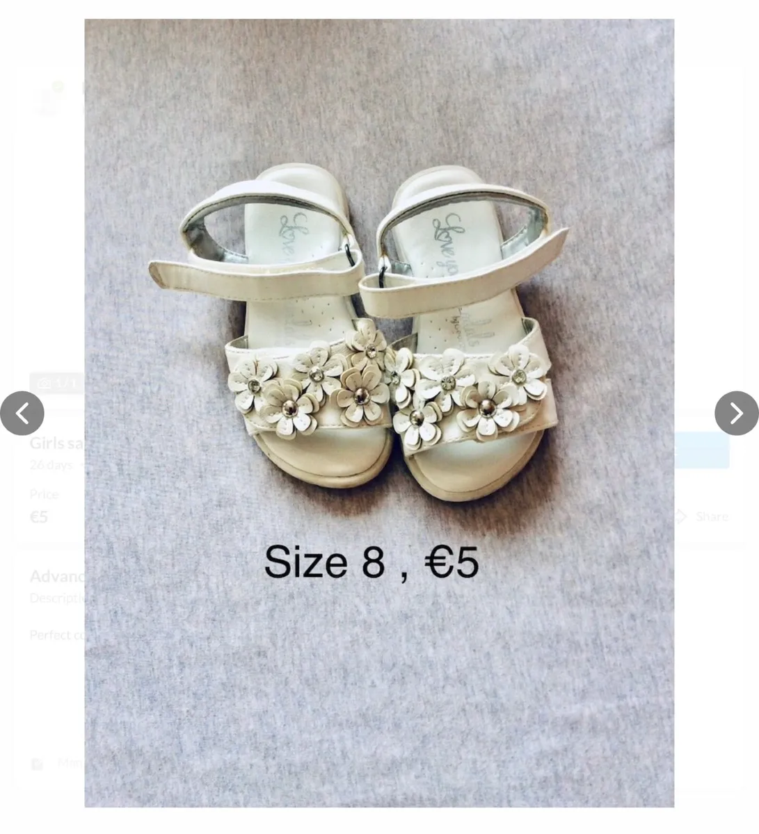 Girls sandals, size 8