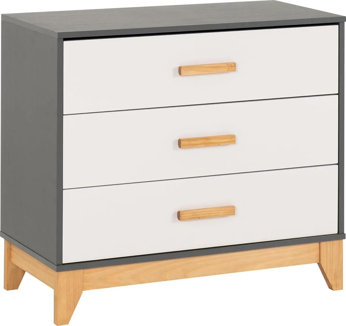 Cleveland 3 Drawer Chest in White/Grey Metal - Image 1
