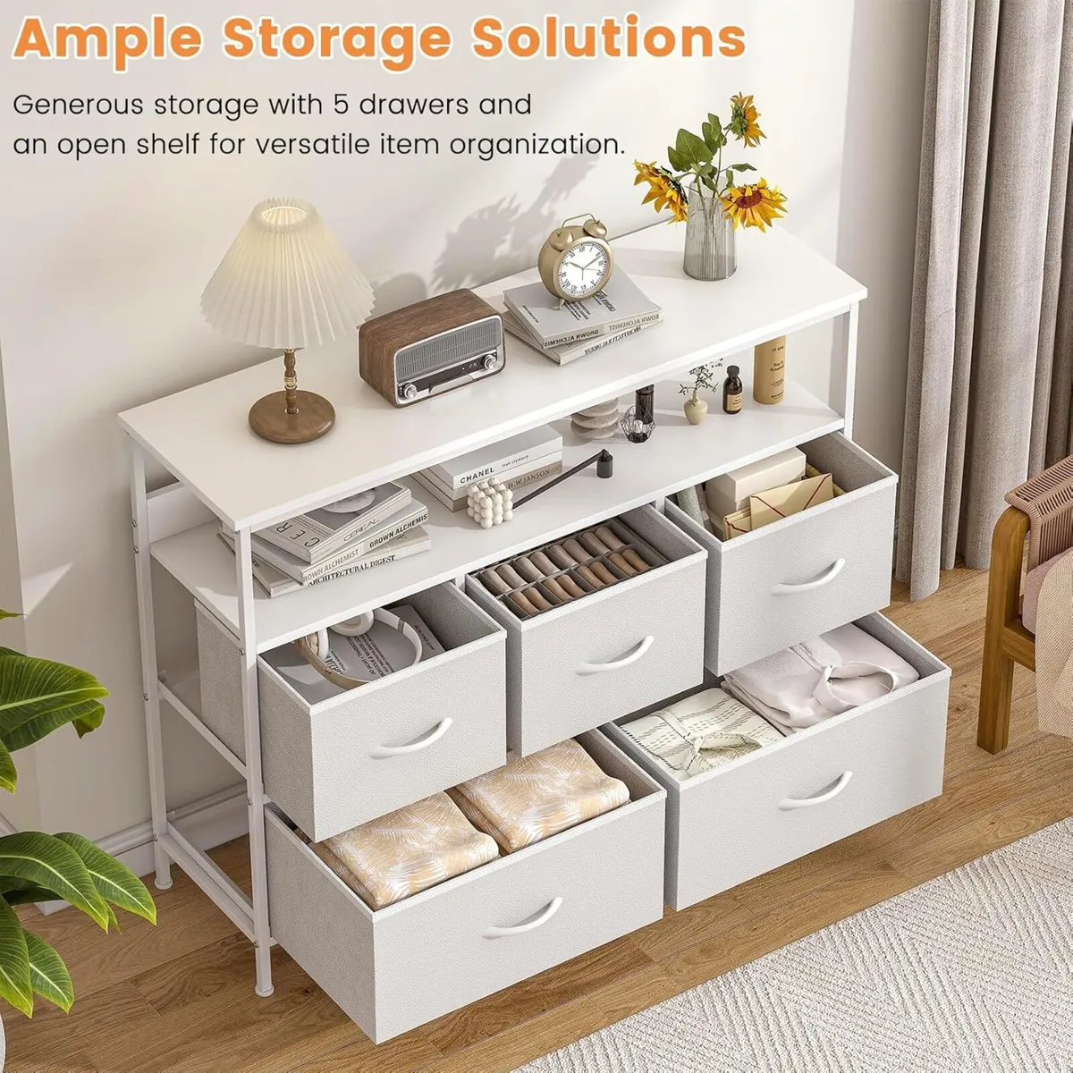 Chest of Drawers 5 Dresser with TV Stand Metal - Image 3