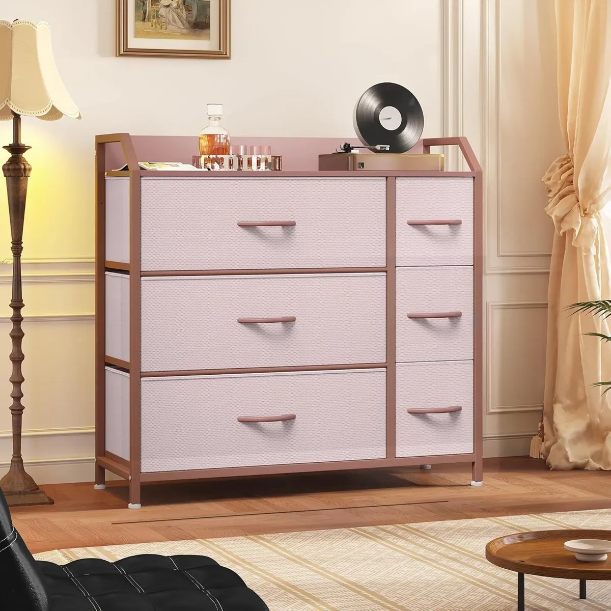 Chest of Drawer with 6 Drawers for Bedroom Fabric - Image 2