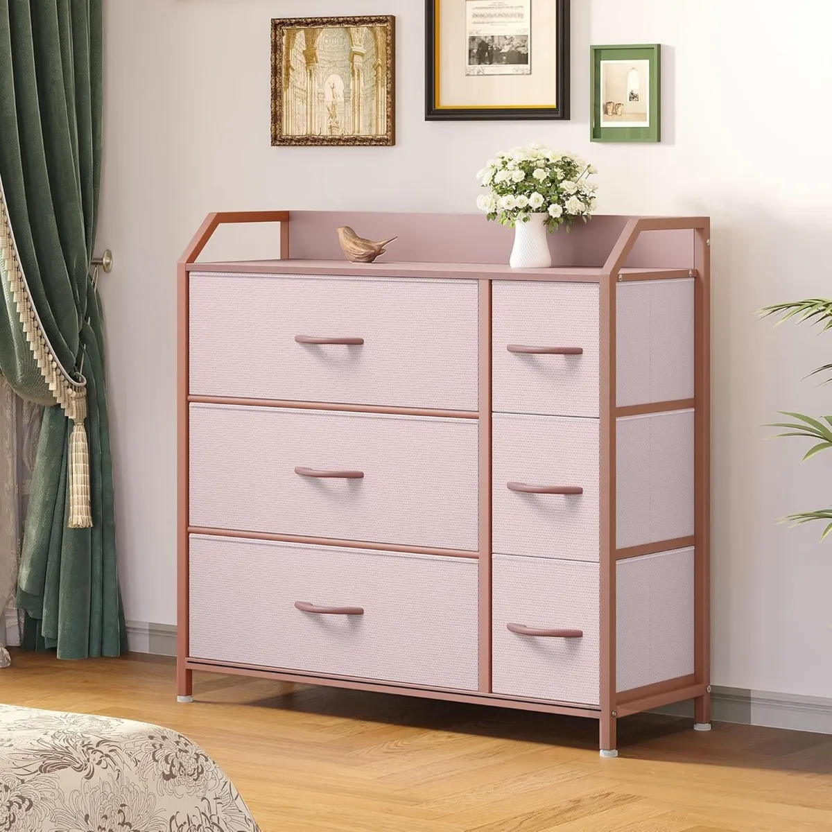 Chest of Drawer with 6 Drawers for Bedroom Fabric - Image 4