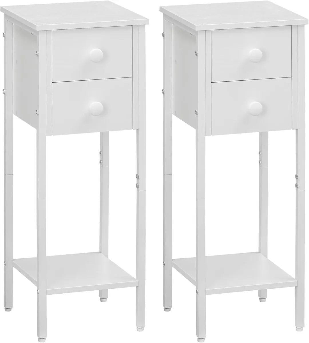 Narrow Bedside Table Set of 2 Slim Telephone with - Image 1