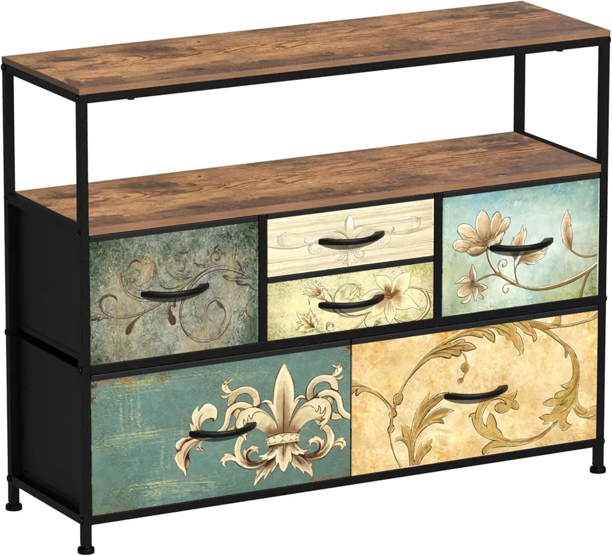 Bedroom Chest of Drawers with Open Shelf 6 Drawer - Image 1