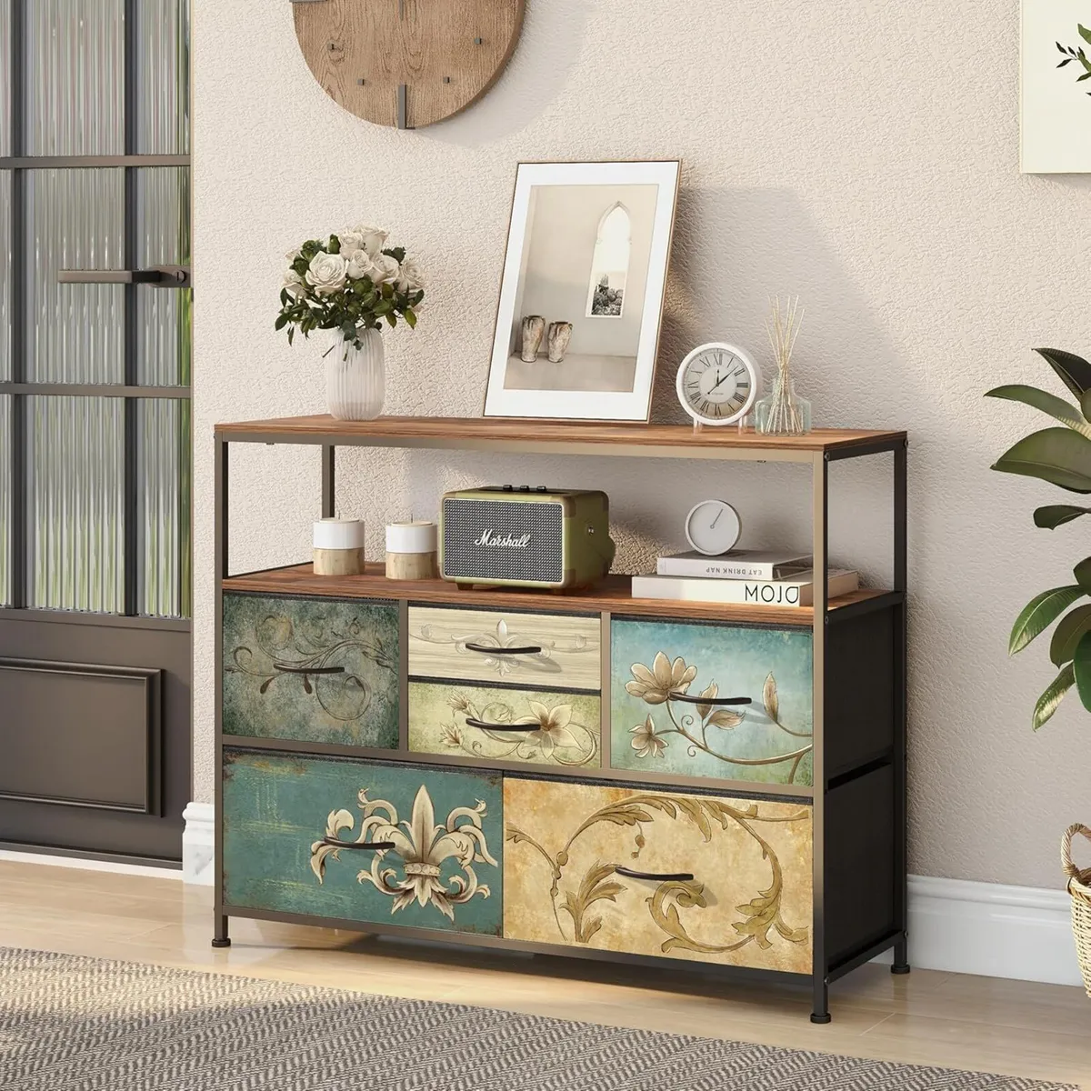 Bedroom Chest of Drawers with Open Shelf 6 Drawer - Image 2