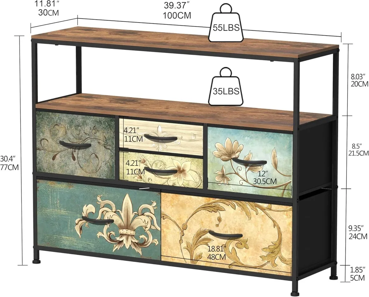 Bedroom Chest of Drawers with Open Shelf 6 Drawer - Image 3