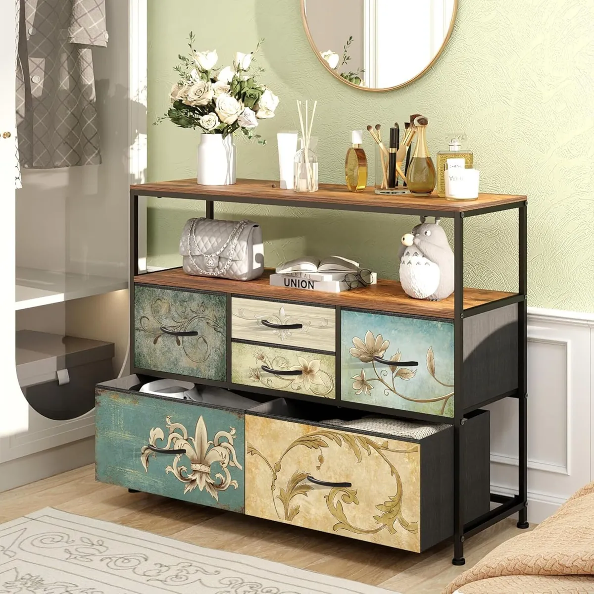 Bedroom Chest of Drawers with Open Shelf 6 Drawer - Image 4