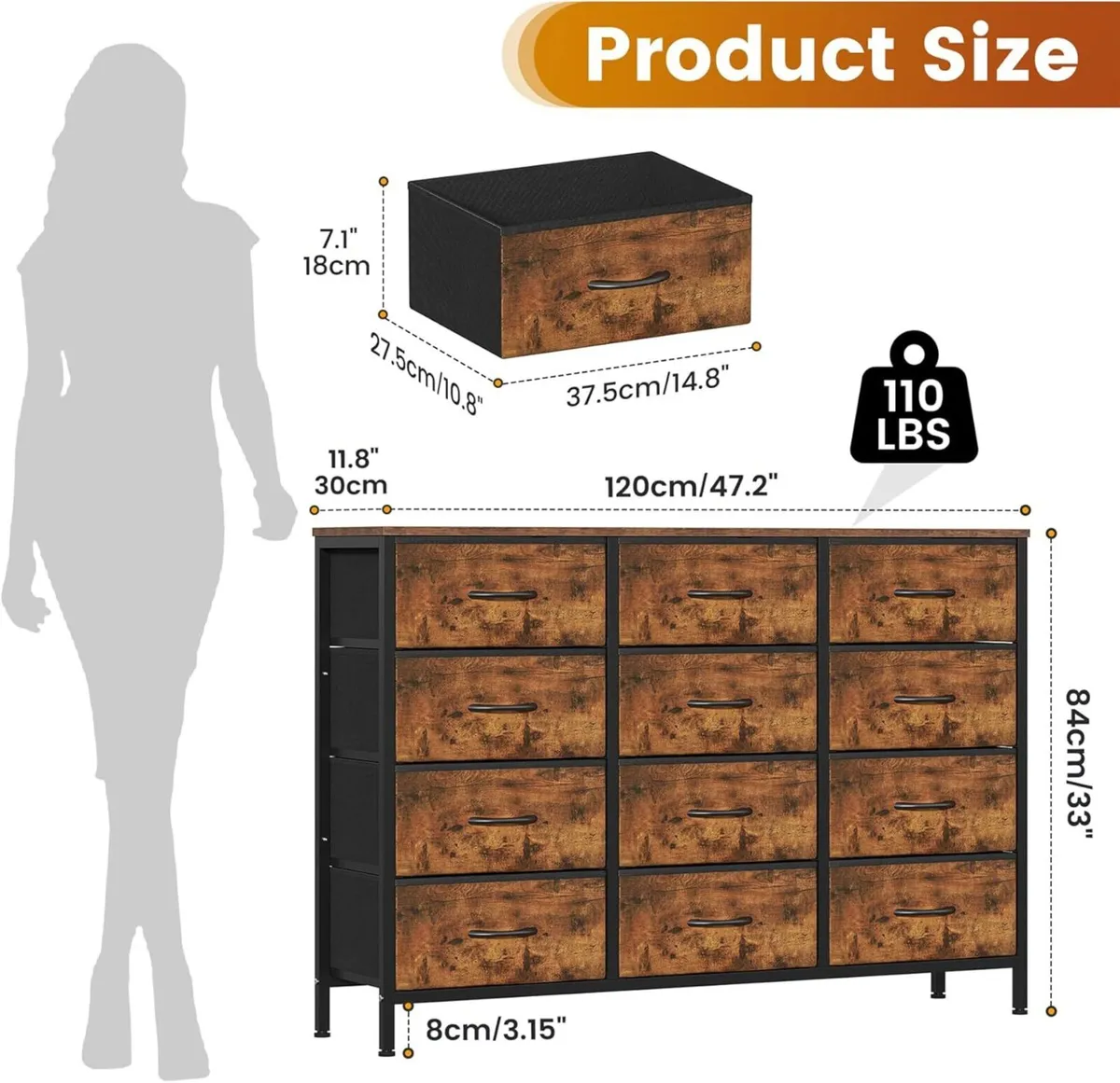 Chest of Drawers with 12 Bedroom Fabric Dresser - Image 3