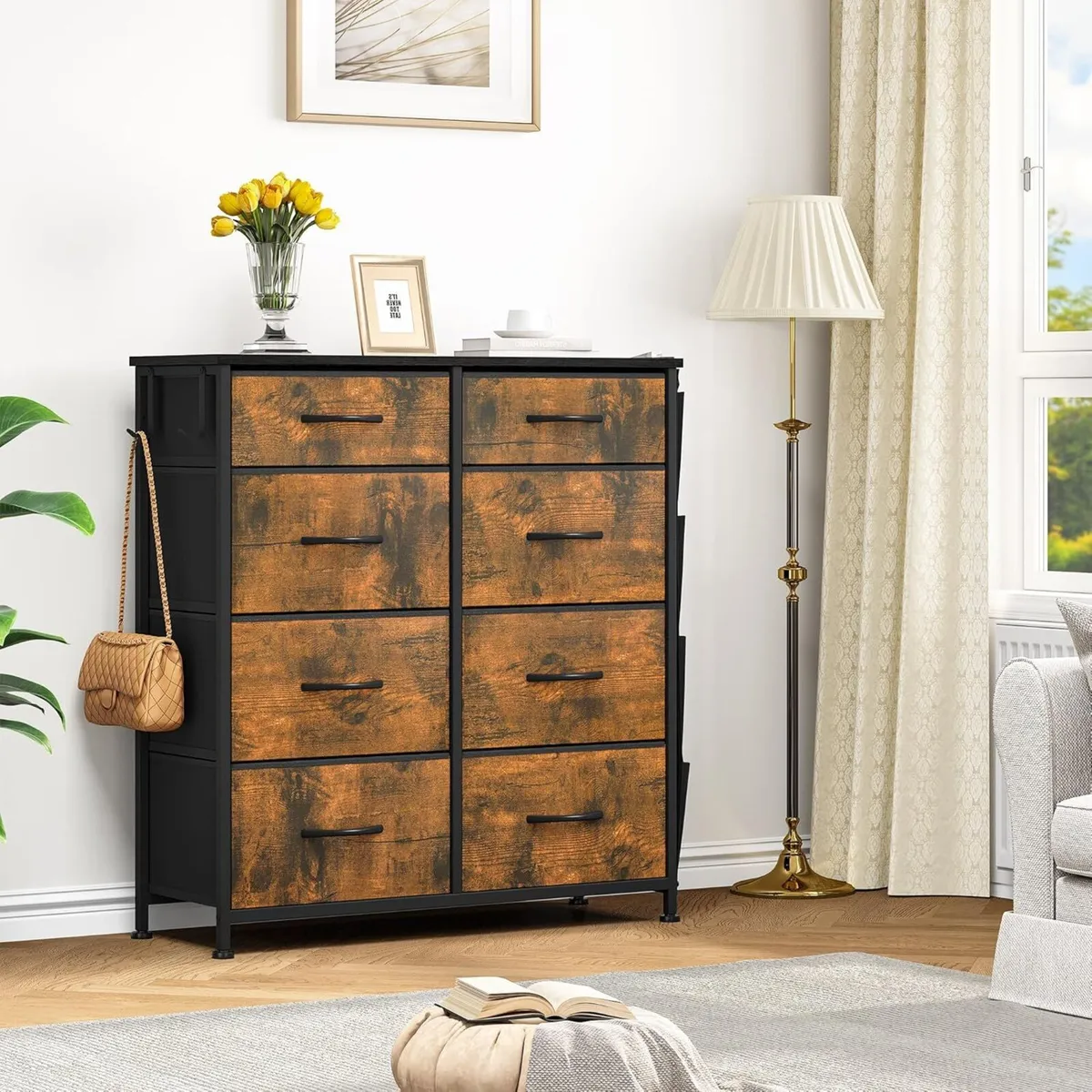Chest of Drawer with 8 Drawers for Bedroom Fabric - Image 2
