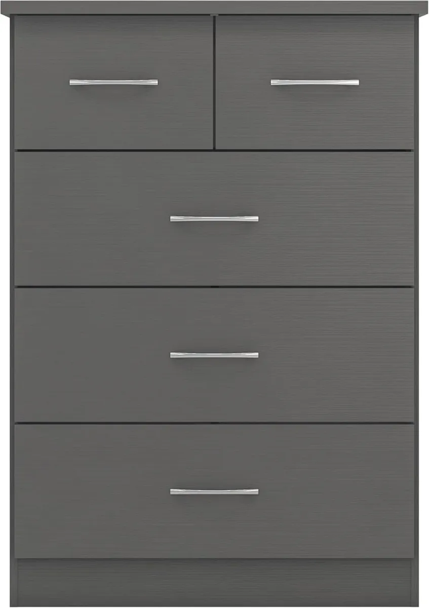 Nevada 3+2 Drawer Chest in 3D Effect Grey - Image 3