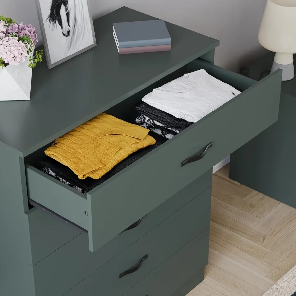 Riano 5 Drawer Chest of Metal Handles Runners - Image 4