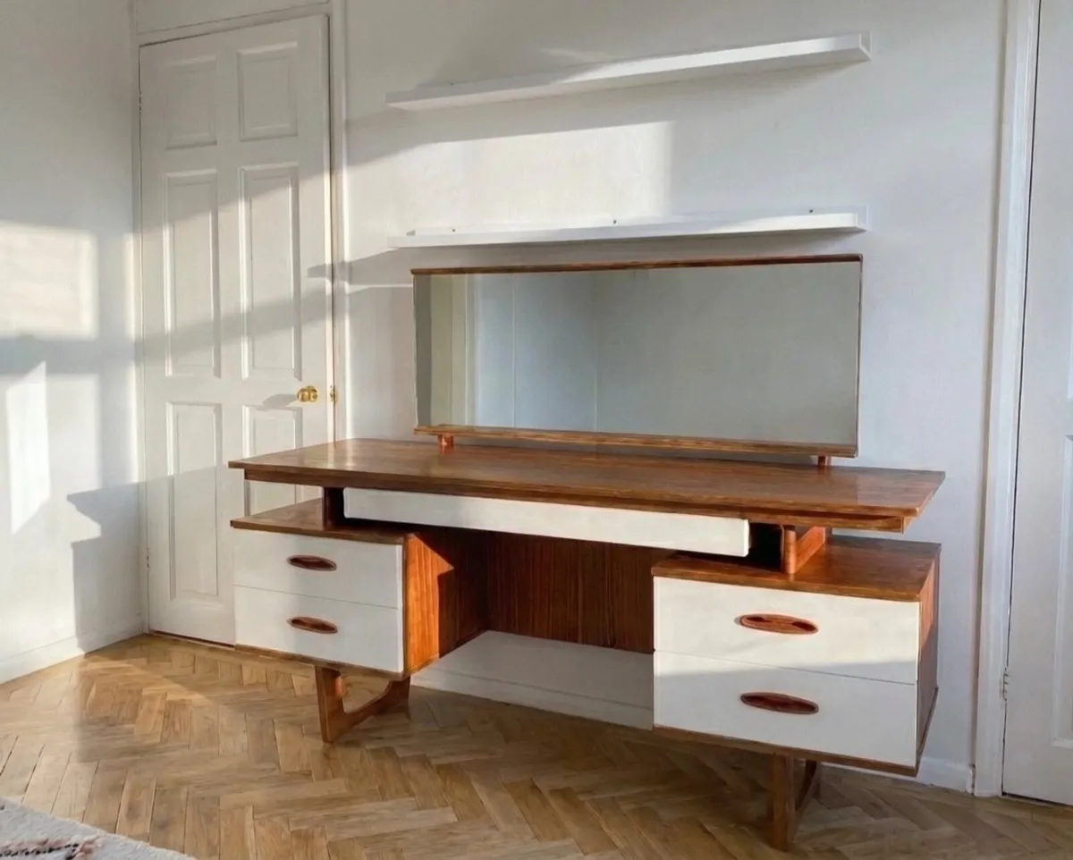Mid Century Teak Dressing Table Vanity Desk - Image 1