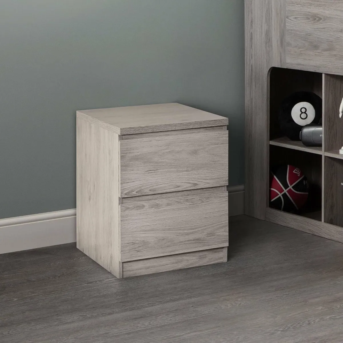 Jupiter 2 Drawer Bedside Grey Oak - Image 2