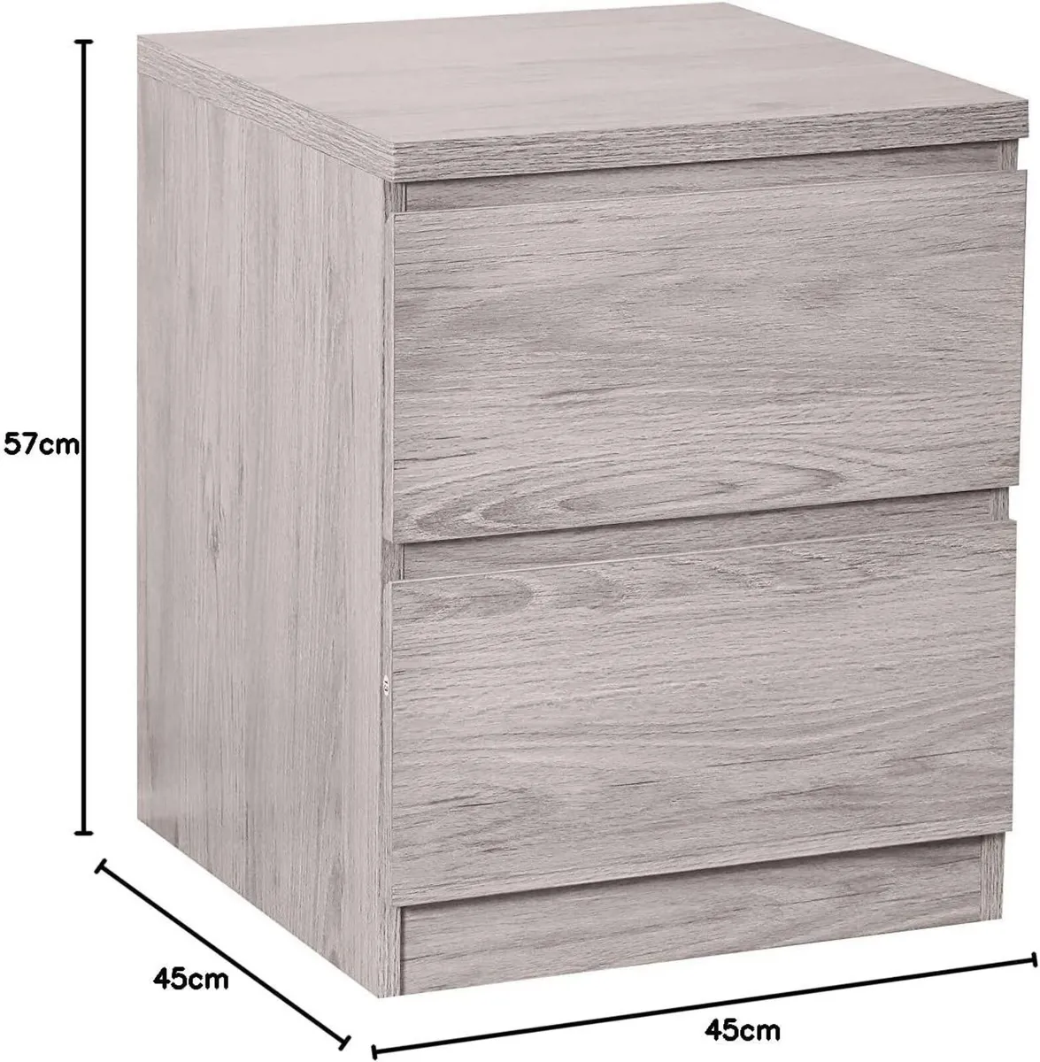Jupiter 2 Drawer Bedside Grey Oak - Image 3