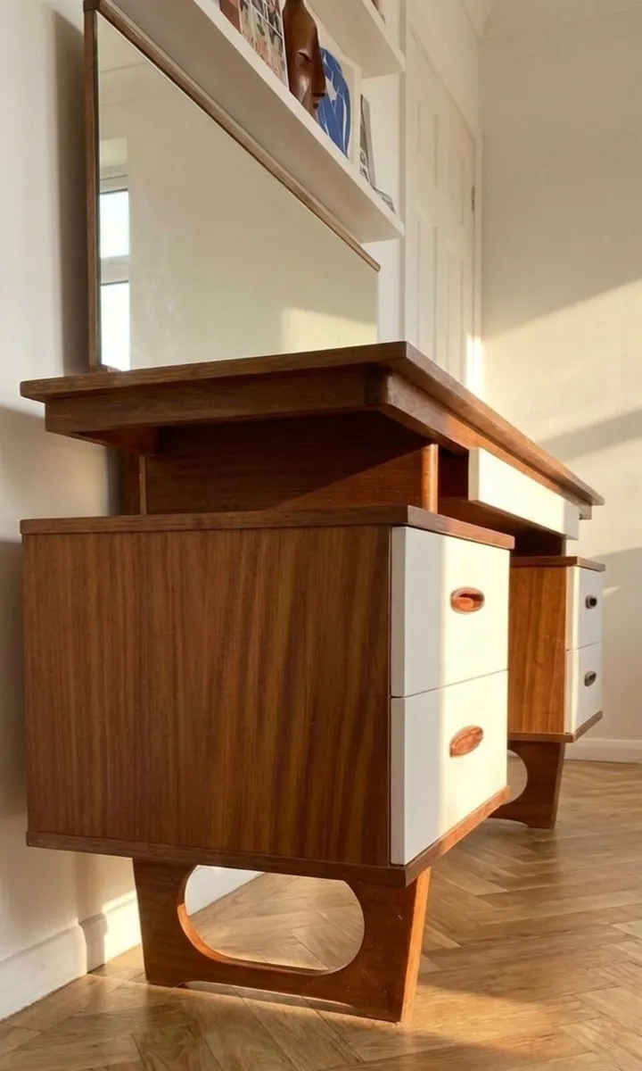 Mid Century Teak Dressing Table Vanity Desk - Image 3