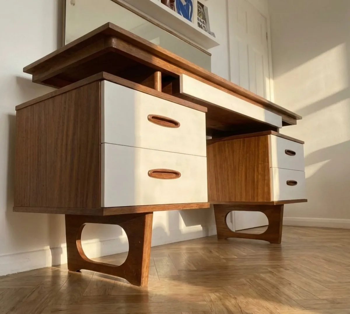 Mid Century Teak Dressing Table Vanity Desk - Image 4