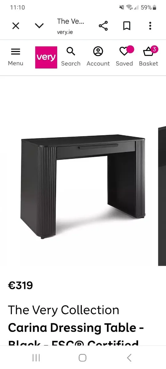 Very Home Carina Black Dressing Table - Image 1