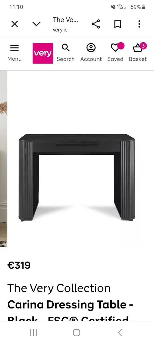 Very Home Carina Black Dressing Table - Image 3