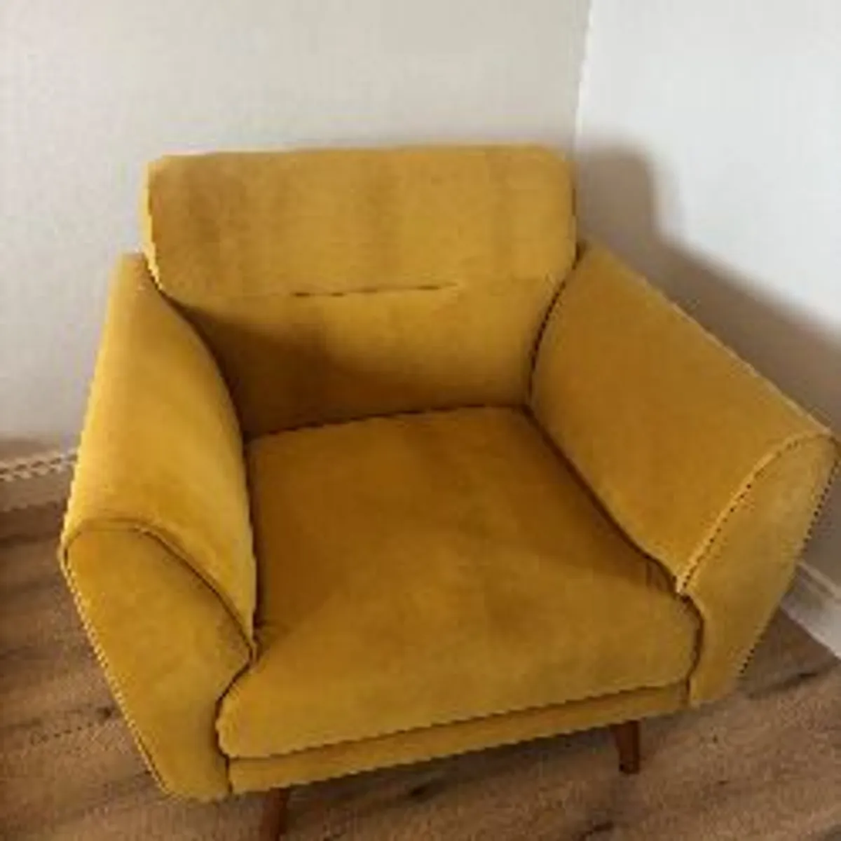 Mustard velvet armchair Michael Murphy - Image 1