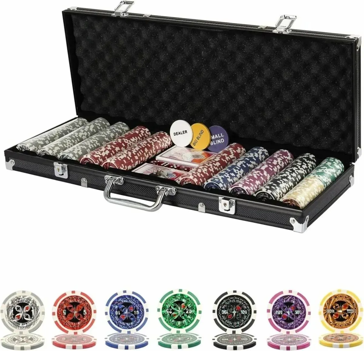 Texas Holdem Poker Chips Set with Aluminum Case - Image 4