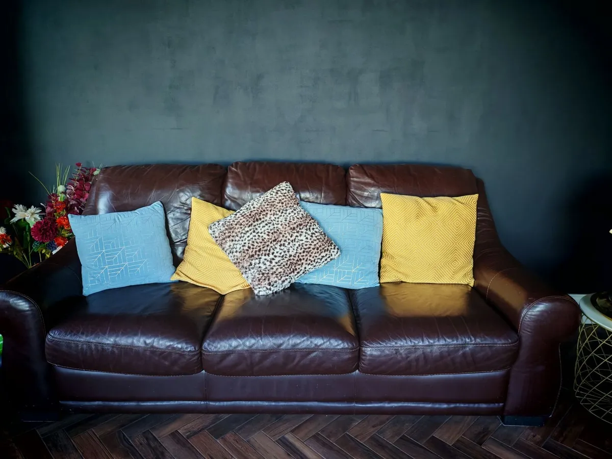 Brown Leather Couches - Image 2