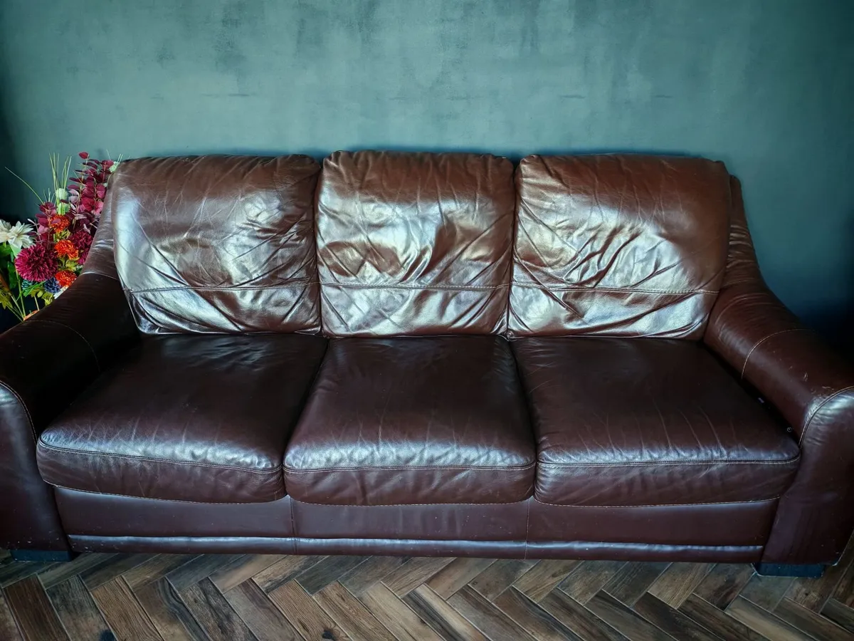 Brown Leather Couches - Image 3