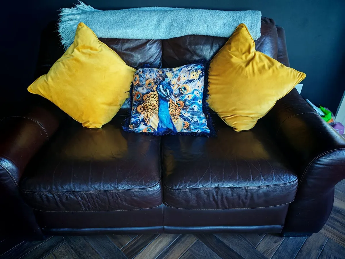 Brown Leather Couches - Image 4