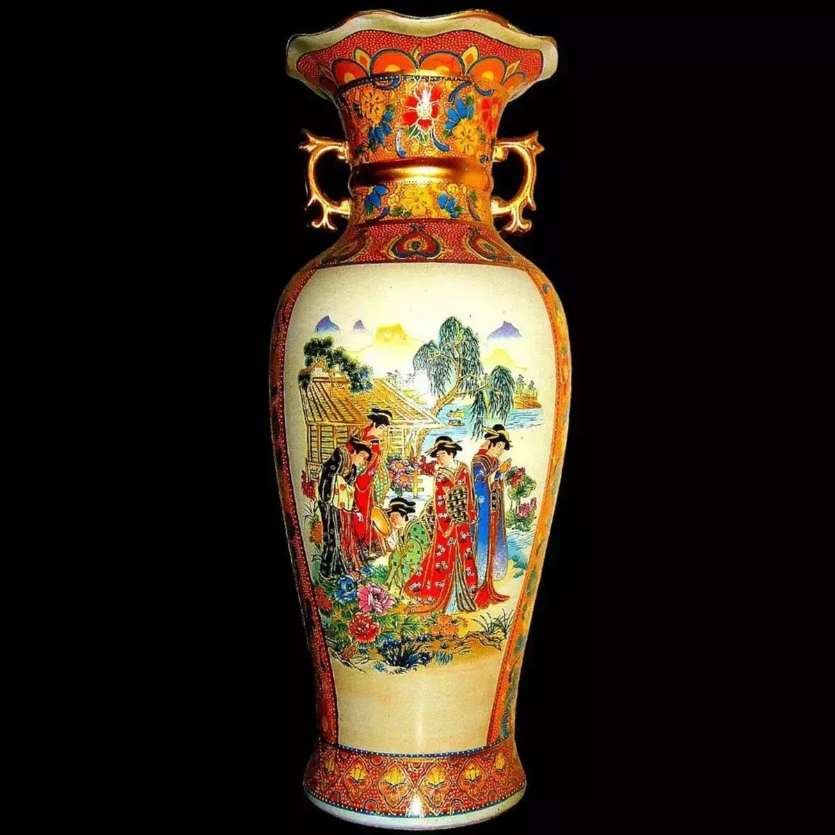 Pair Vintage Japanese Decorative Vase's - Image 2