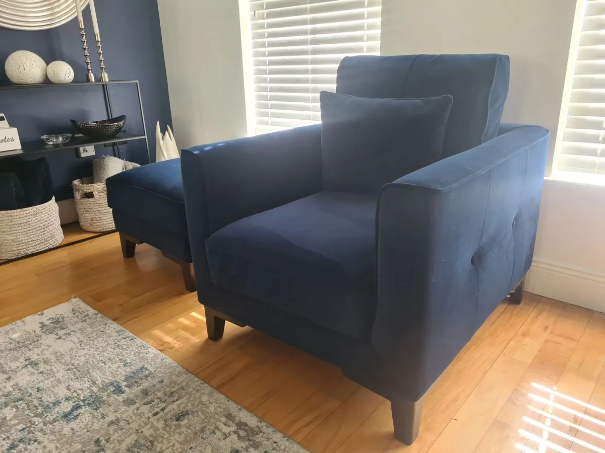 Ez Living Inspire Navy Sofas, Armchair & Footstool - Image 3