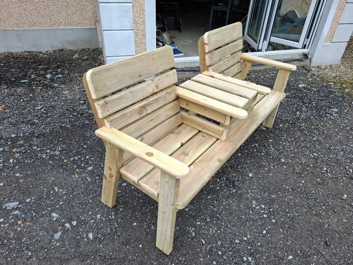 Twin seat bench with middle table - Image 2