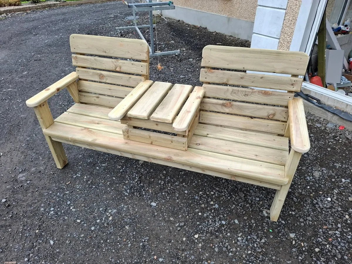 Twin seat bench with middle table - Image 3
