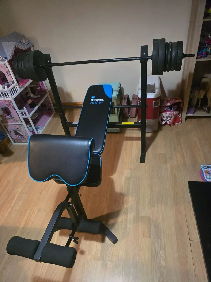 Weights bench & barbell & weights plates 50kg
