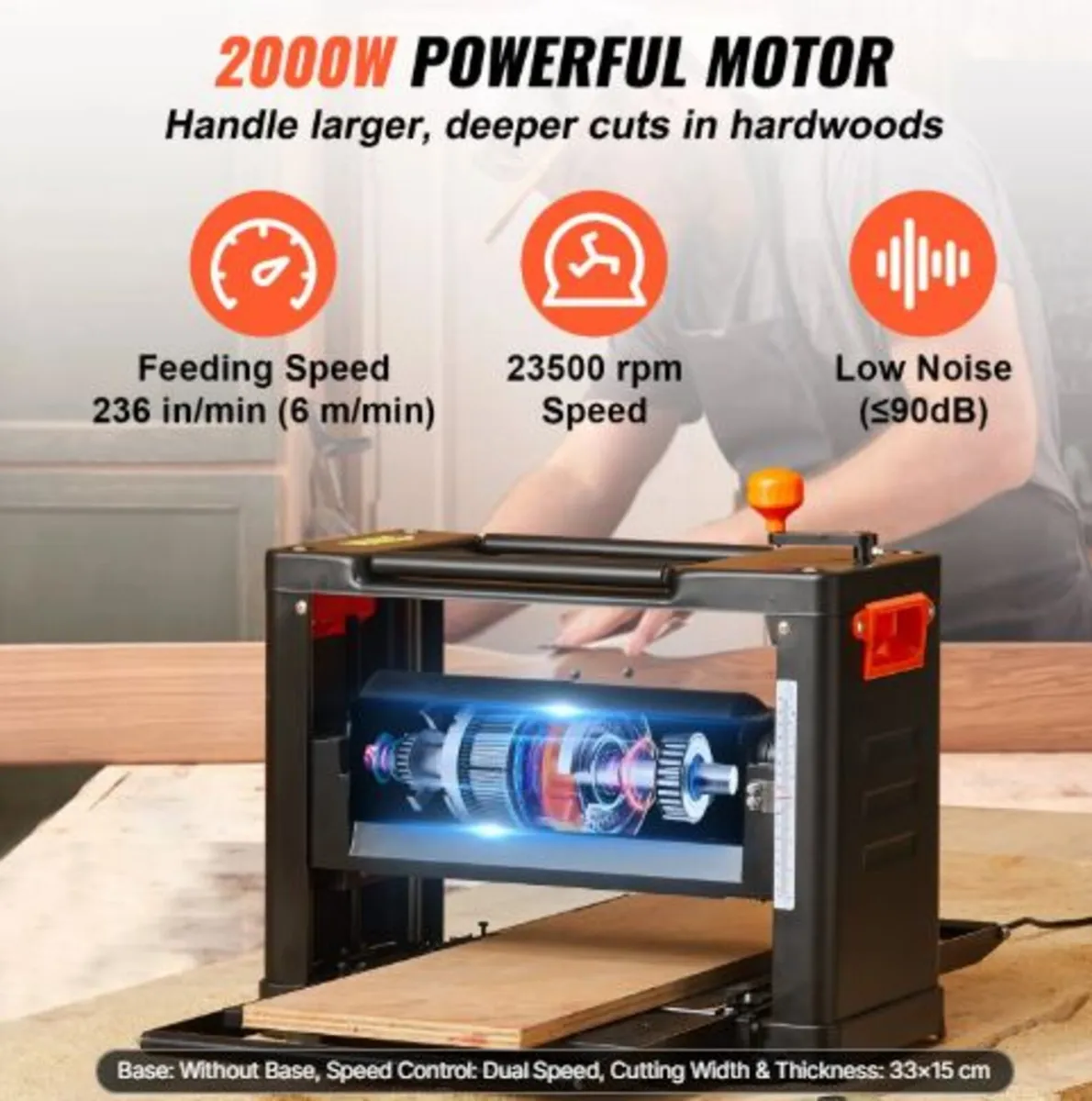 Thickness Planer,Two Speed,33 cm Width Worktable - Image 3