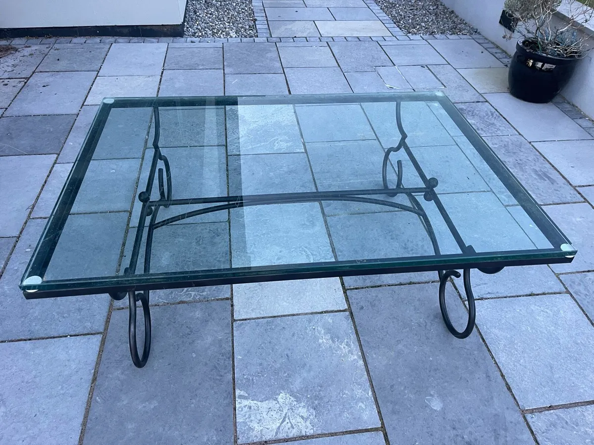 Beautiful Large Glass Topped Metal Coffee Table - Image 1