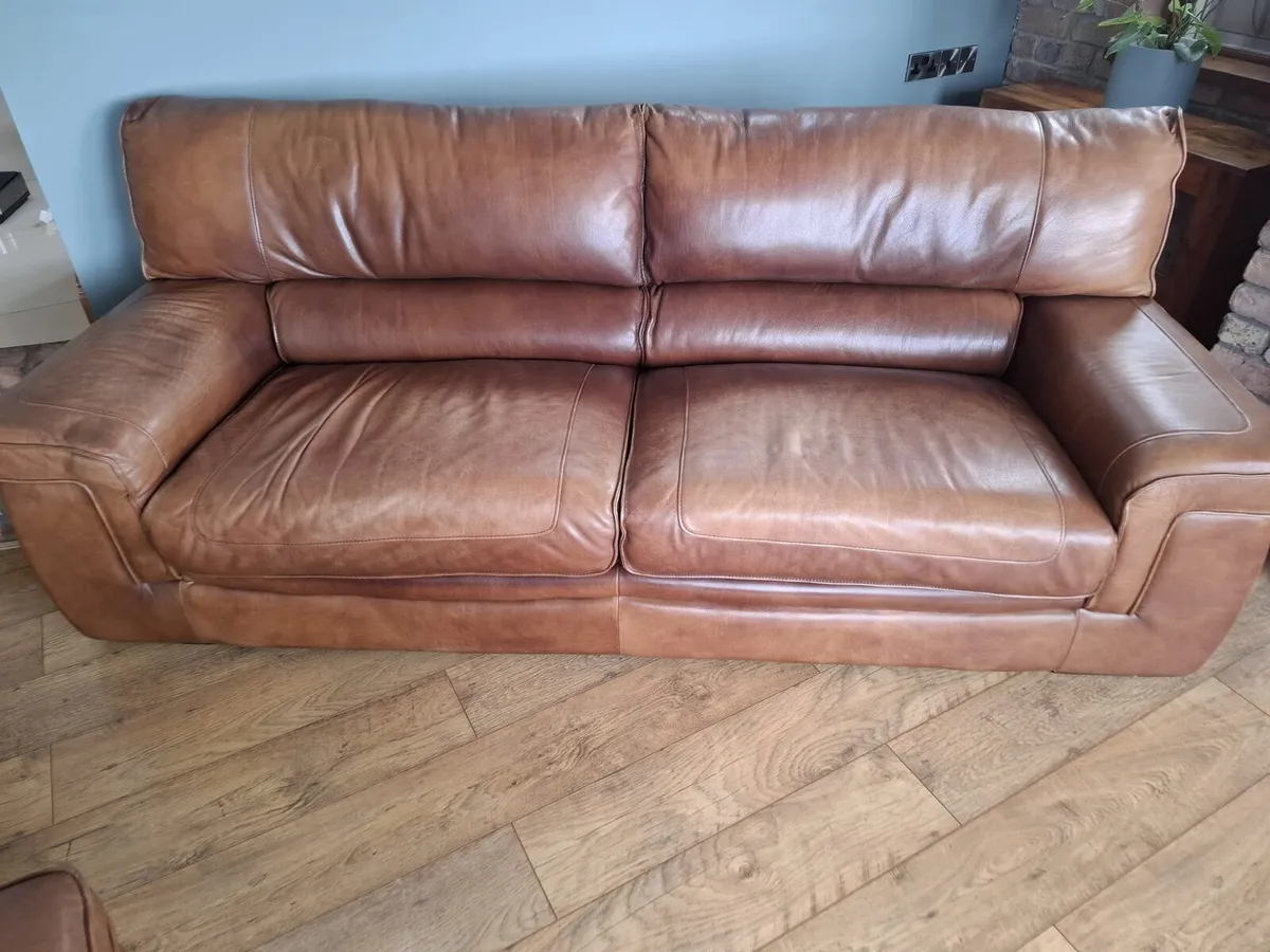 Brown Leather sofas 3+2+1 seater - Image 3