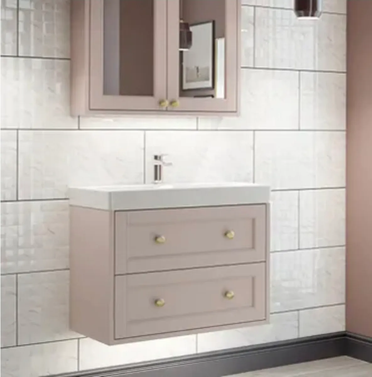 UTOPIA ROSEBERRY BATHROOM WALL HUNG VANITY UNIT - Image 1