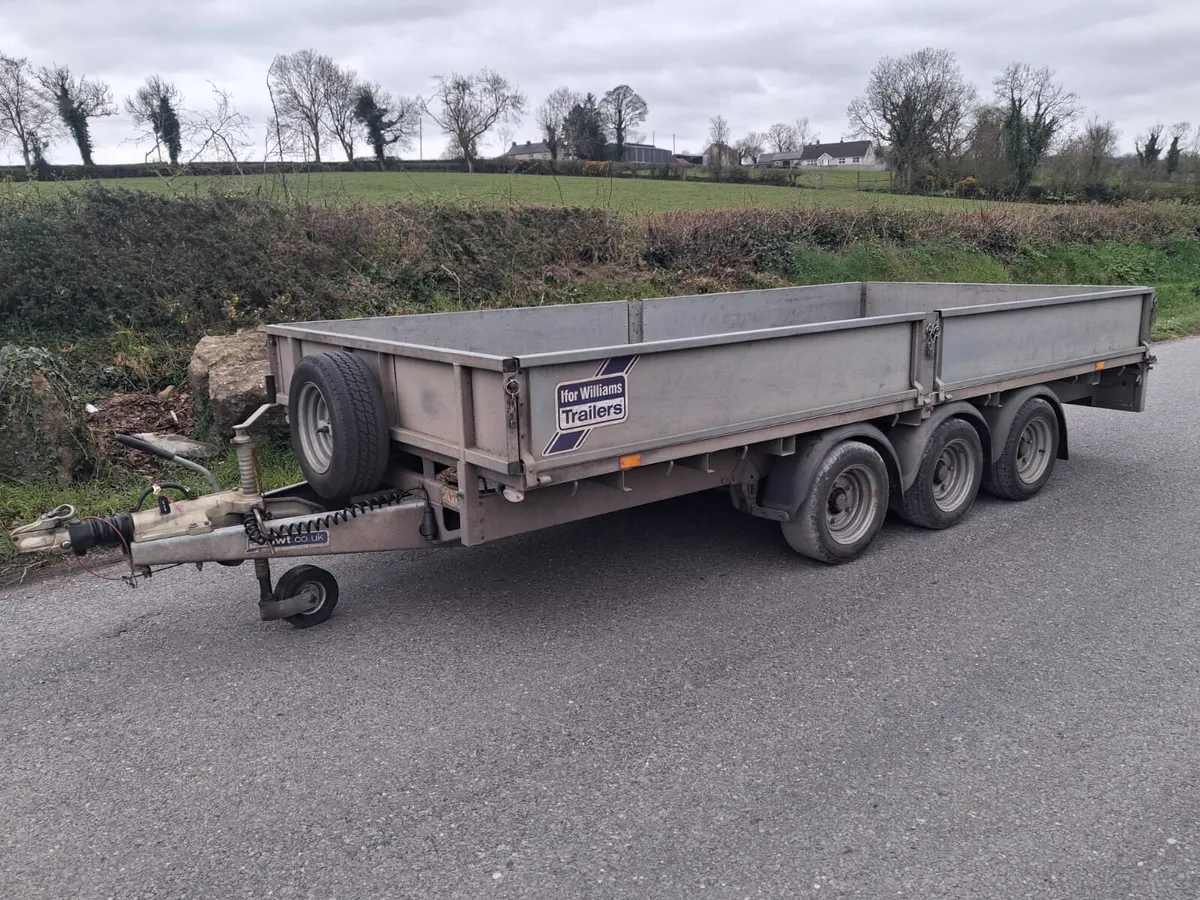 22 Ifor Williams LM146 Tri 14ft Dropsides Trailer - Image 1
