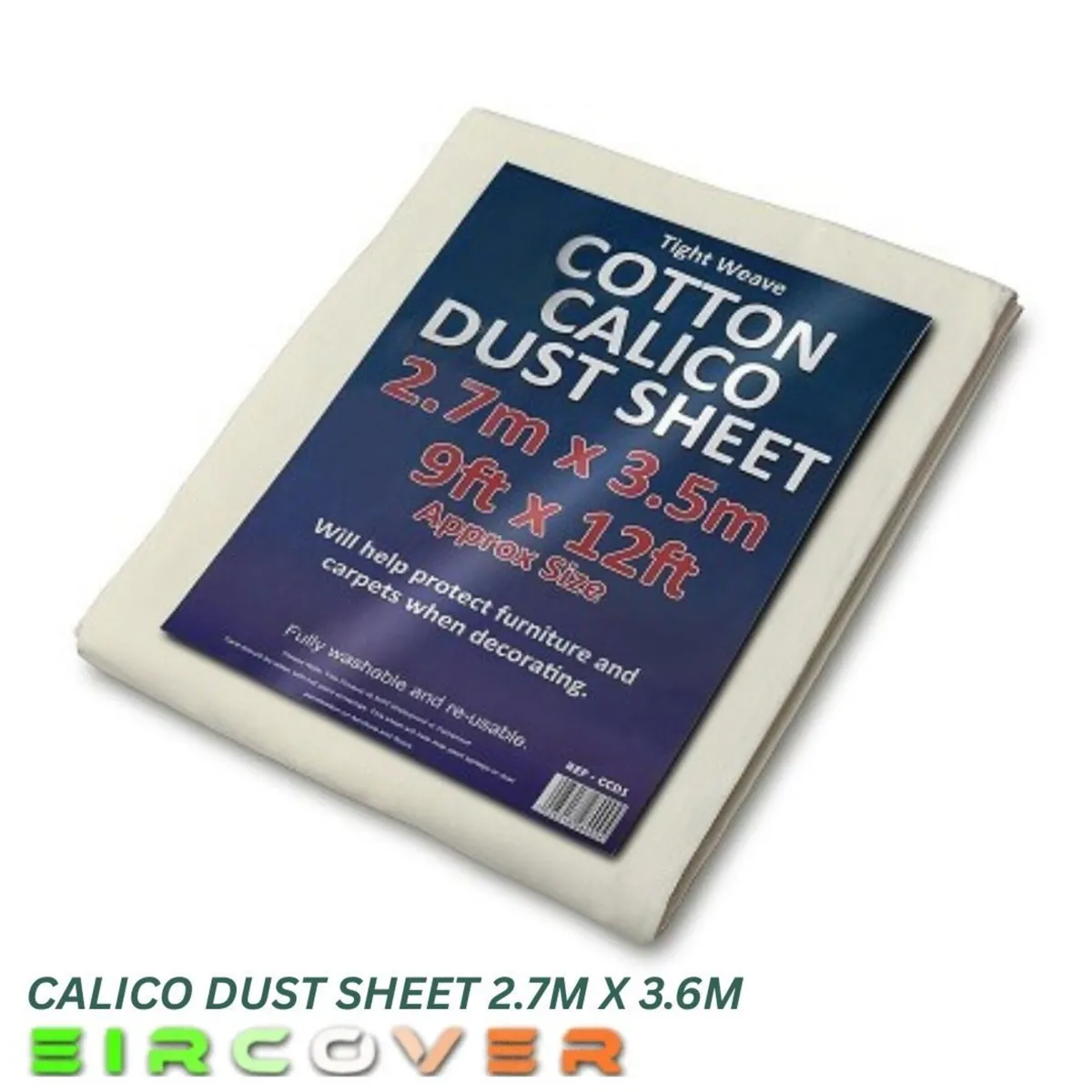 Cotton twill dust sheet 3.5m x 3.5m (12' x 12') - Image 3