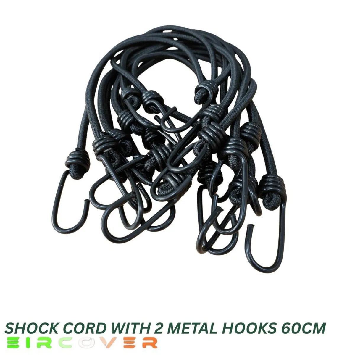 Shock Cord with 2 metal hooks 60cm - 10 Pack - Image 1