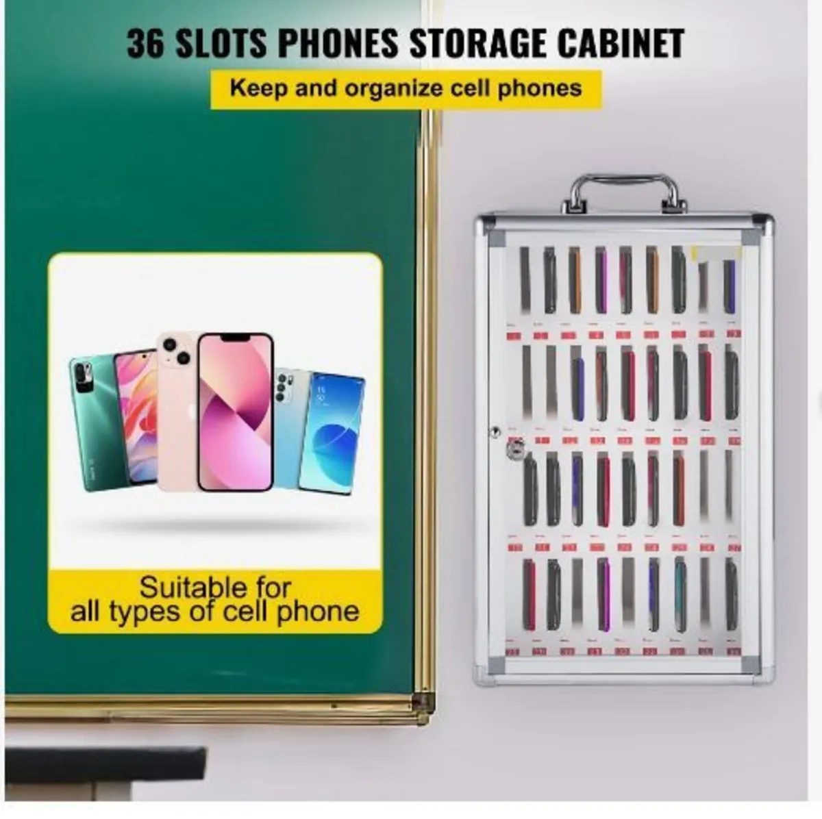 Cell Phone Storage Cabinet, 36 Slots, Aluminum - Image 2