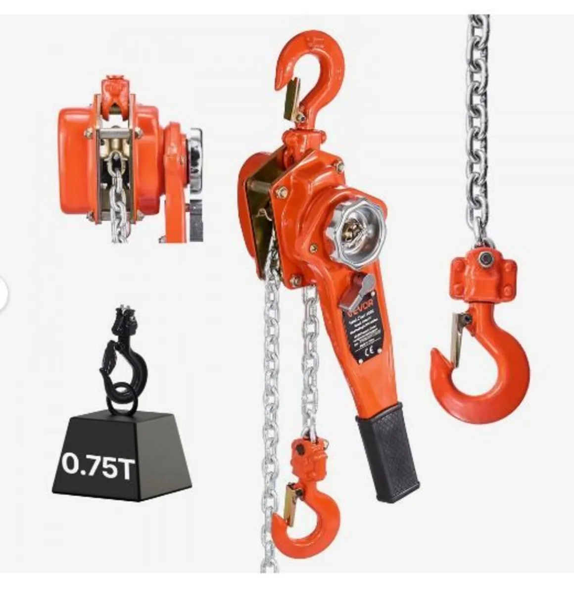 Manual Lever Chain Hoist, 3/4T 750KG Capacity - Image 1