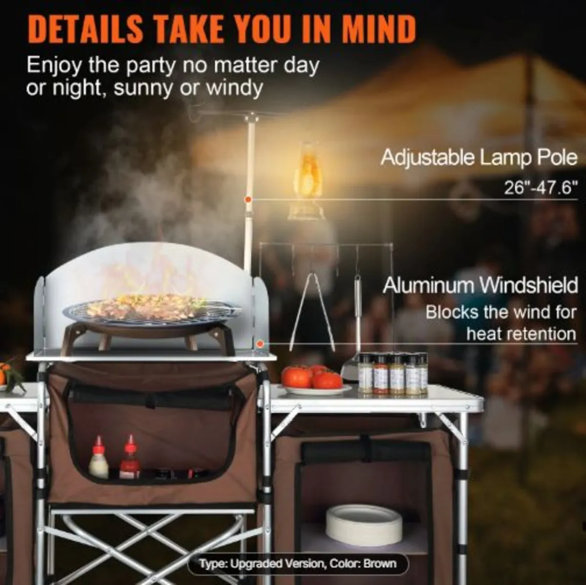 Camping Kitchen Table, Folding Outdoor Cooking - Image 4