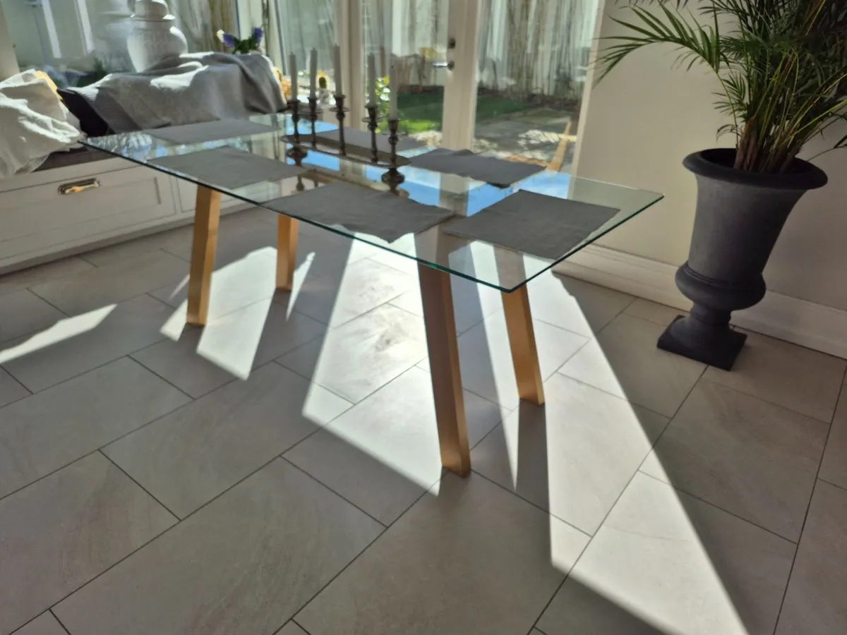 180cm Glass Dining Room Table & Chairs - Image 2